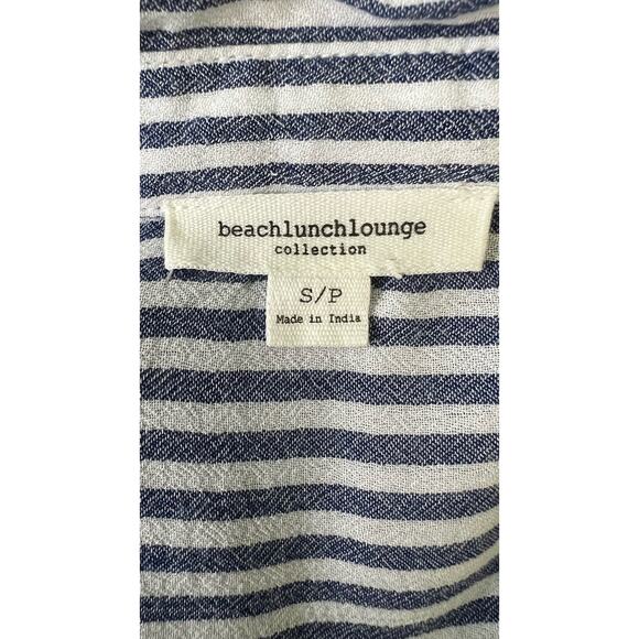 Beach Lunch Lounge Blue & White Striped Shirt Blouse S/P - Picture 9 of 11